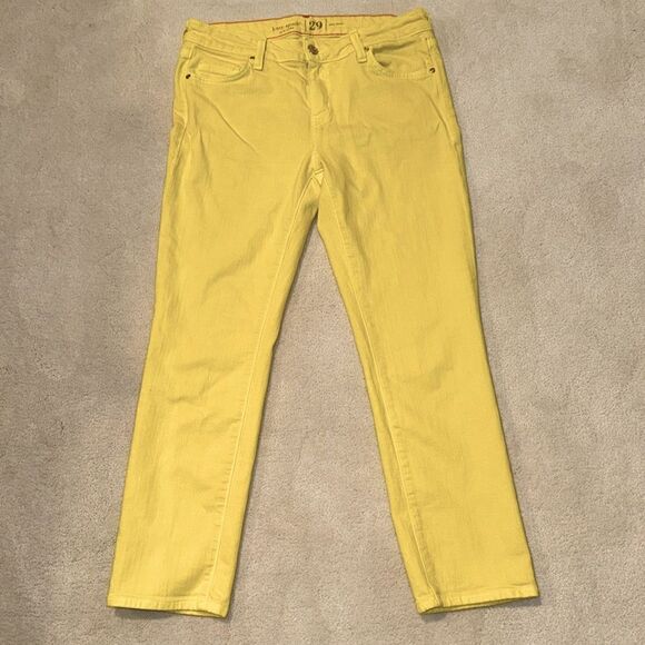 Kate Spade Play Hooky Broome Street Yellow Stretch Denim Capri Pants Sz 29 - Picture 1 of 13